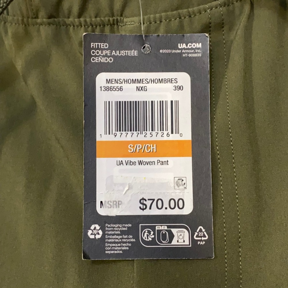 Under Armour UA Vibe Woven Tapered Pant Marine Green Men's Small 1386556-390 NWT - Picture 3 of 9